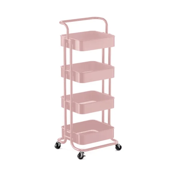 Carrito Organizador de Metal de 4 Niveles con ruedas